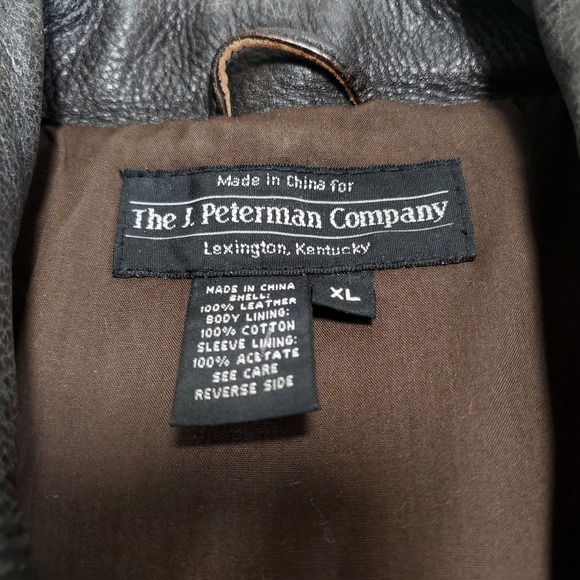 Vintage J Peterman Company Mens XL Leather Bomber Jacket Aviator Brown - Picture 2 of 9
